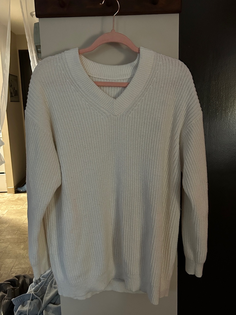 White ribbed sweater